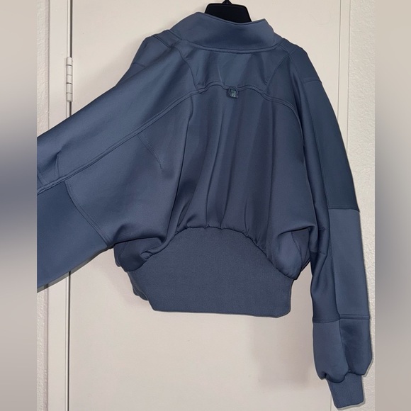 FP MOVEMENT FREE PEOPLE OFF TO THE RACES SKYLINE BLUE BOMBER JACKET LARGE NWOT - Picture 9 of 14